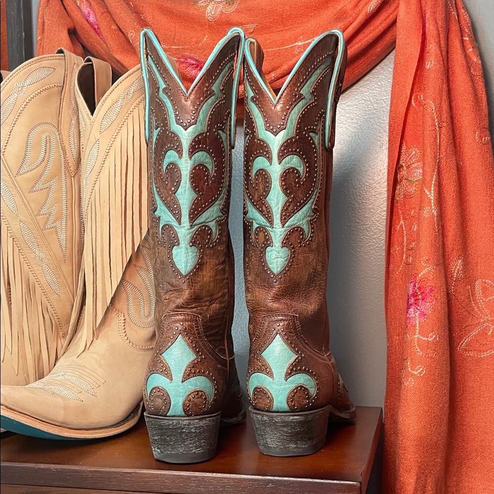 Old Gringo Brown and Turquoise Kailani Stud Boots - Picture 2 of 9